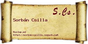 Sorbán Csilla névjegykártya